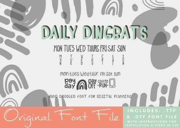 Weekday Dingbats: A Hand-Doodled Font for Digital Planning